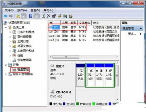 Win7自带工具给硬盘分区无法给C盘扩展怎么办