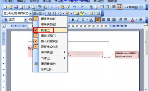word2003插入批注
